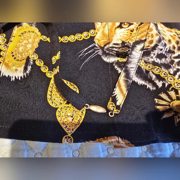 Escada Black Silk Tiger Print Sleeveless Blouse Size 36 - Picture 6 of 7